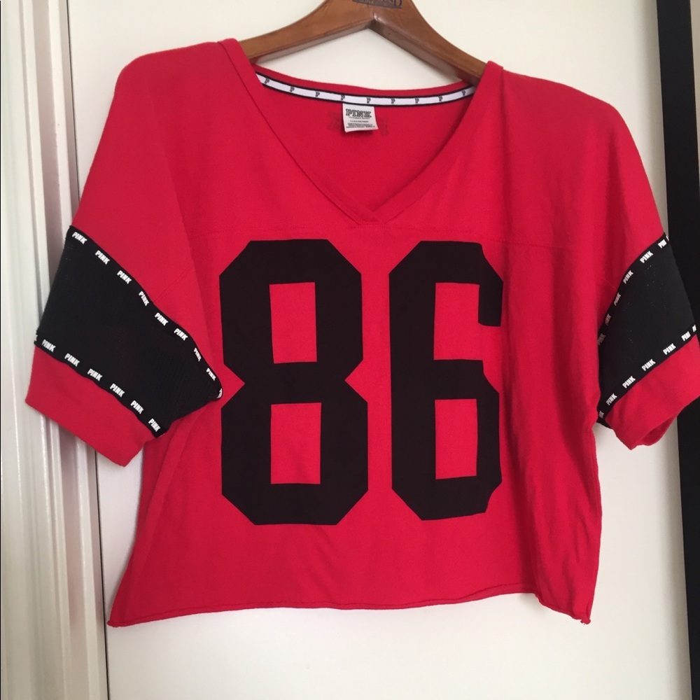 PINK cropped jersey style tee